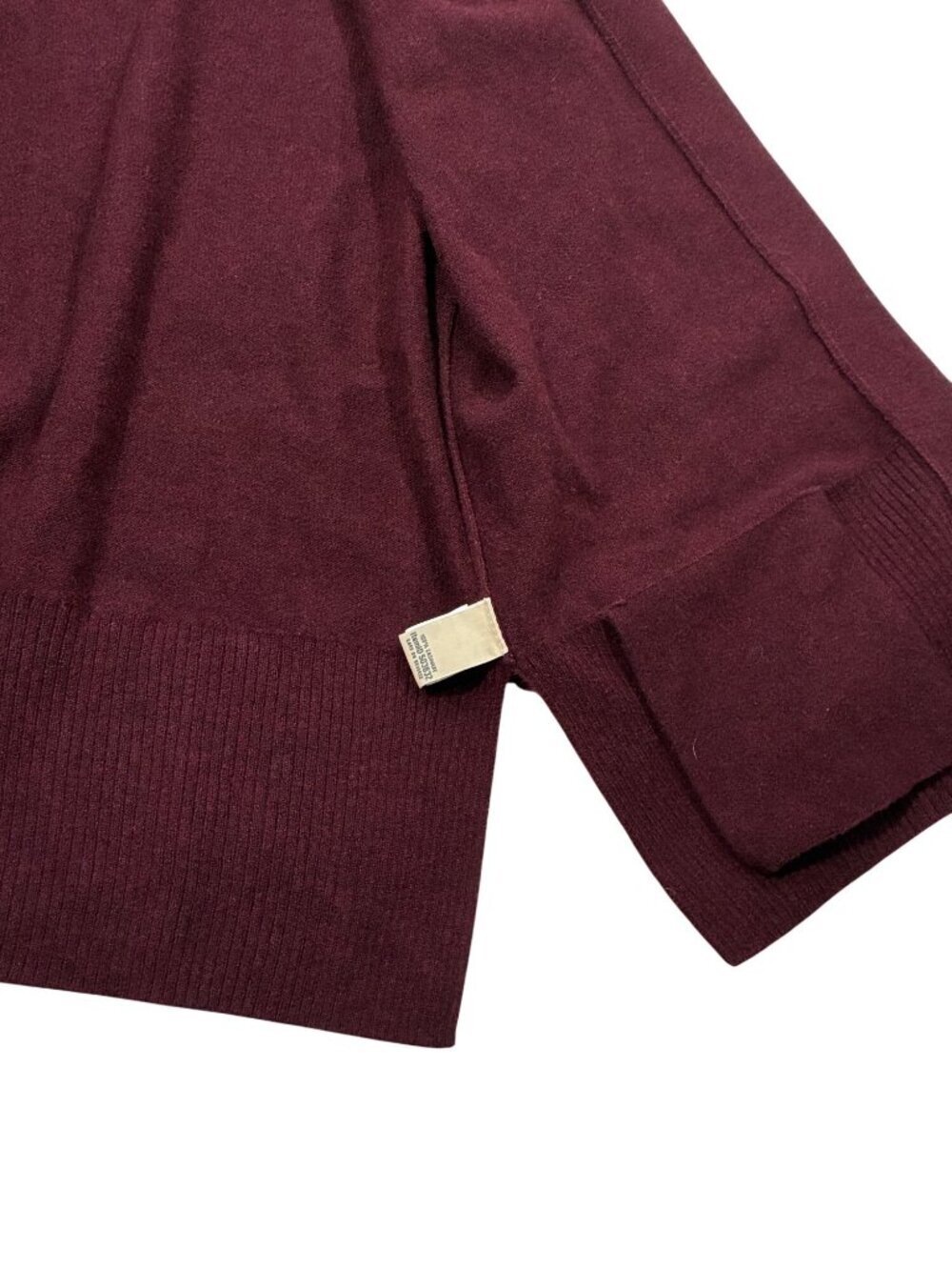LL Bean Burgundy wine 100% Cashmere Open Front long line Cardigan Sweater Size L - Picture 6 of 9